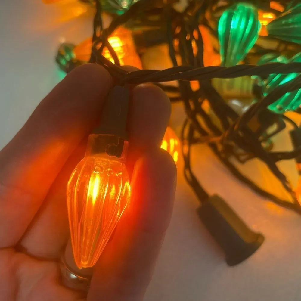 Vintage Orange Green Christmas Halloween String Lights